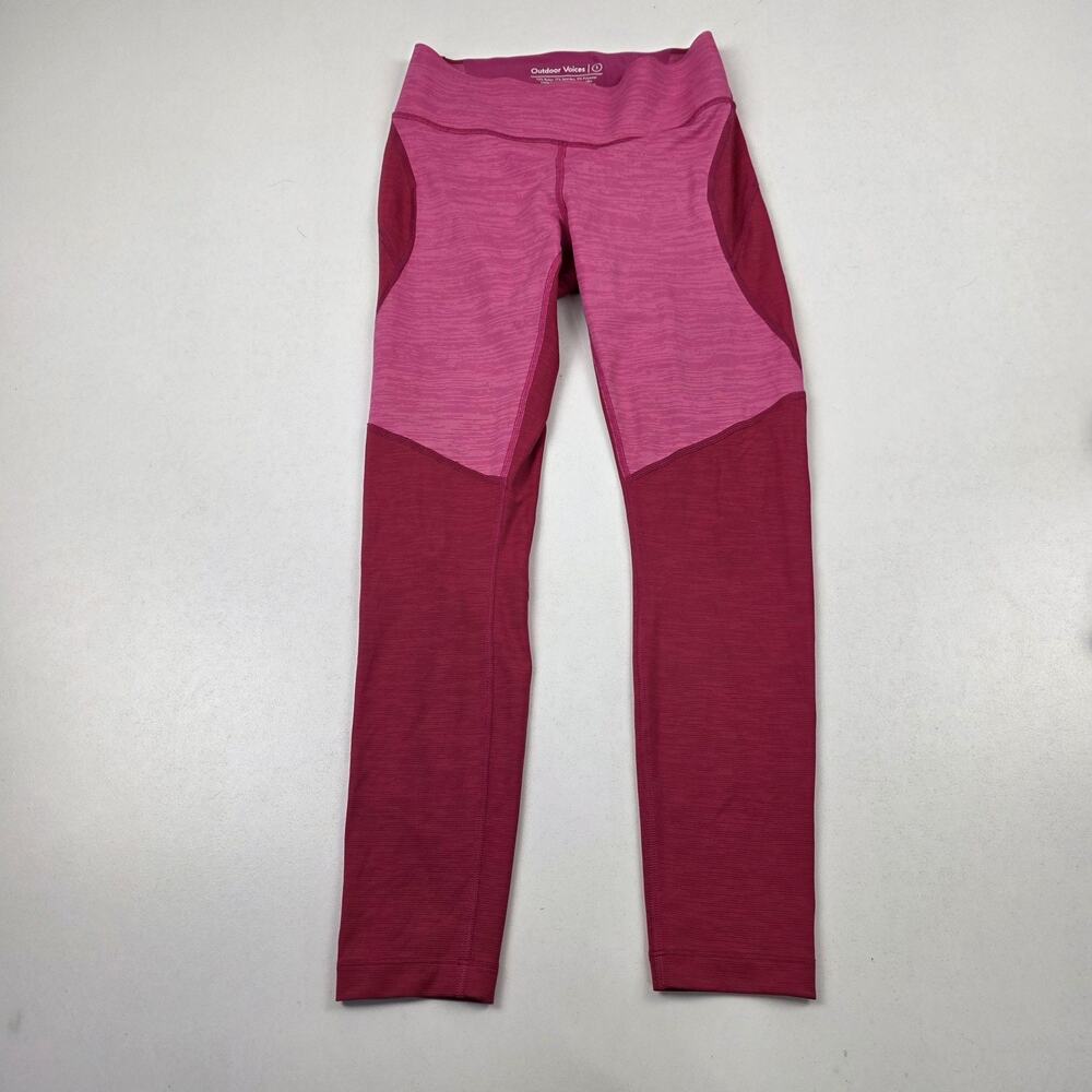 Outdoor Voices Leggings Womens Small Pink Red Colorblock Athletic Yoga Workout‎